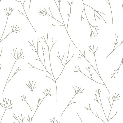 RoomMates Twigs Brown Peel and Stick Wallpaper: Modern Vinyl Botanical Design, Self-Adhesive, 28.18 Sq Ft Coverage