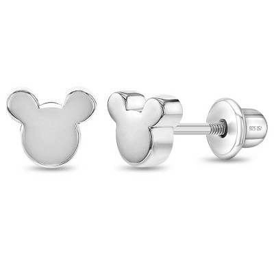 Girls' Teenie Mouse Screw Back Sterling Silver Earrings - In Season Jewelry