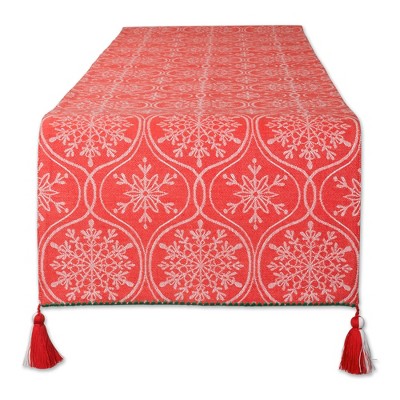 Design Imports  Christmas Jacquard Reversible Table Runner, Joyful Snowflakes, 14X108"