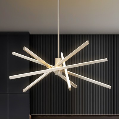 Rennnsan Pireka 31" W Sputnik Aluminum Modern LED Dimmable Chandelier in Silver
