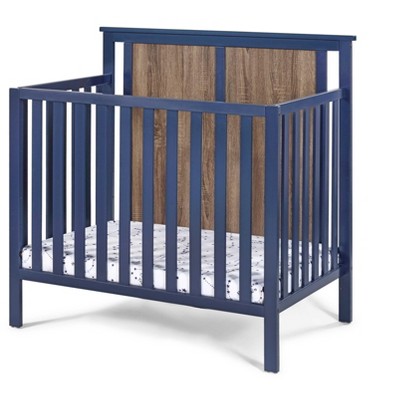 Lirago Mini Crib With Mattress Pad Nursery Furniture Blue