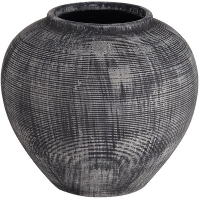 Studio 55D McGinn 9" Wide Rough Antique Black Decorative Vase