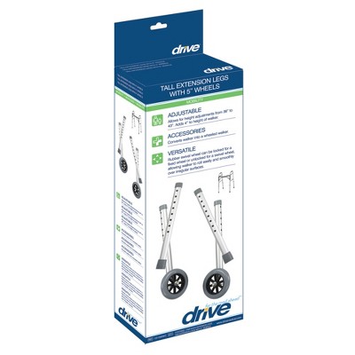 drive Extension Leg with Wheel Fits Most Standard Walkers 10108WC