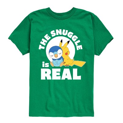 Boys' - Pokémon - The Snuggle Is Real Pikachu And Piplup Short Sleeve Graphic T-Shirt