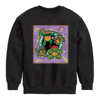 Boys' - Teenage Mutant Ninja Turtles Mutant Mayhem - Mini Badge Graphic Long Sleeve Fleece Sweatshirt
