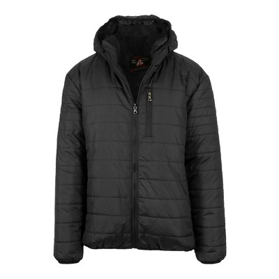 Spire By Galaxy Men's faux shearling Lined Hooded Puffer Jacket