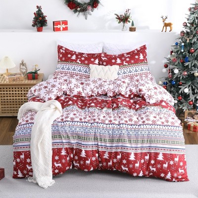 Christmas Duvet Cover Set Extra Soft Holiday Xmas Bedding with 2 Pillow Shams, Comfy, Snug & Cozy Breathable Bed Set