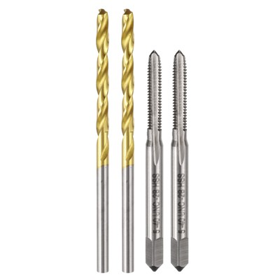 Unique Bargains High Speed Steel Metric Straight Flute Thread Tap and Titanium Coated Twist Drill Bit Set 4 Pcs