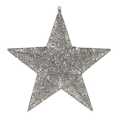 Northlight LED Lighted Hanging Star Outdoor Christmas Decoration - 18" - Silver - Warm White