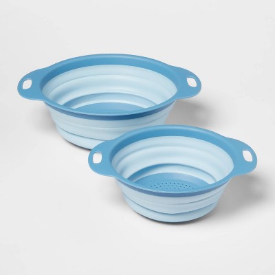 2pc Collapsible Colander Set Blue - Room Essentials™