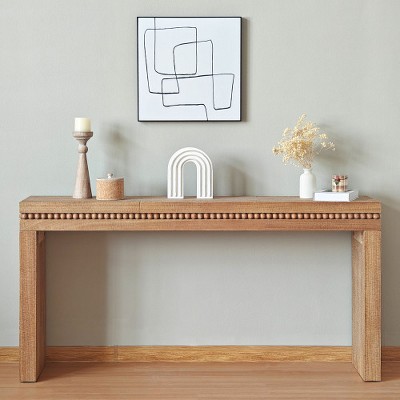 LIVAREEmlen 64 In Modern Black Wood Console Table ¨C Elegant Entryway Table with Decorative Beaded Trim