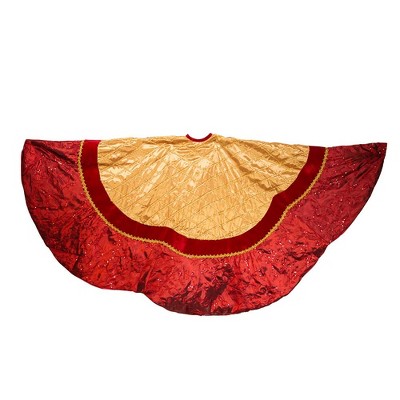 Kurt Adler 72" Red and Gold Criss-Cross Scallop Treeskirt