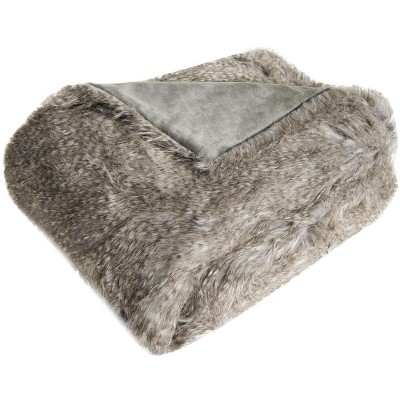 Faux Luxe Peacock Throw Blanket - Grey - 50" x 60" - Safavieh .