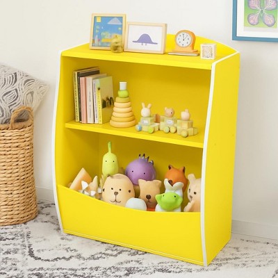 2 Tier Toy Storage Organizer for Kids,Wood Kids Bookshelf and Toy Organizer,Book Display Shelf for Kids Rooms Playroom, Nursery