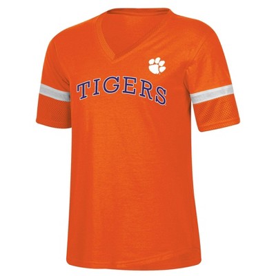 NCAA Clemson Tigers Women's Mesh Trim V-Neck T-Shirt