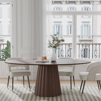67-Inch Nordic Style Round Solid Wood Dining Table, Modern Simple Home Restaurant Large Round Table, Light Luxury Design