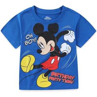 Disney Mickey Mouse Birthday Boys Short Sleeve T-Shirt for Toddler and Big Kids