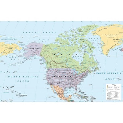 Trends International North America Map 2024 Framed Wall Poster Prints