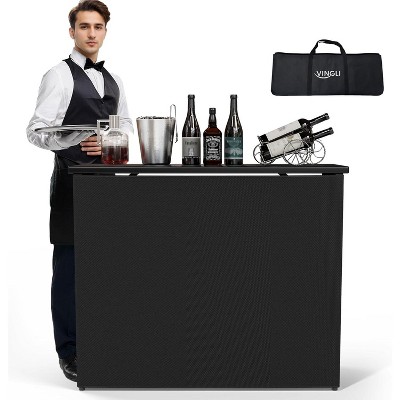 VINGLI 45" Commercial Portable Bar Table for Events, Mobile Bar, Mobile Bartending Station, Outdoor Bar Indoor Pop Up Bar Table with Skirt