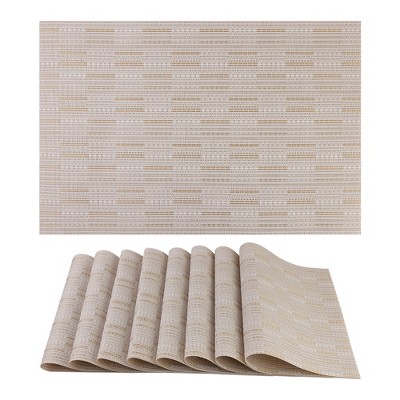 REGALWOVEN PVC Heat Resistant Wipeable Placemats 18 x 12 Inch 8 Pcs