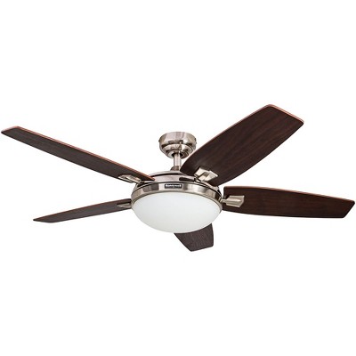 Honeywell Ceiling Fans Carmel Modern 48 Inch Ceiling Fan with LED Light and Remote Control, Indoor Fan, 5 Contemporary Blades, Brushed Nickel
