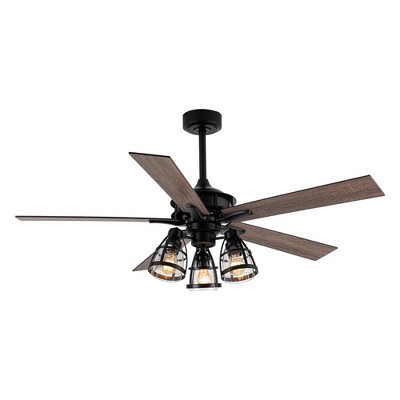 Parrot Uncle 52" Industrial Matte Black Indoor Reversible Ceiling Fan