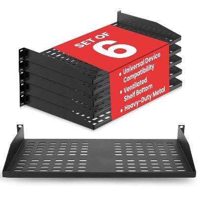 Pyle 1U Server Rack Shelf Mount Tray - Heavy-Duty Metal Construction (PLRSTN14UX6) - 6-Pack