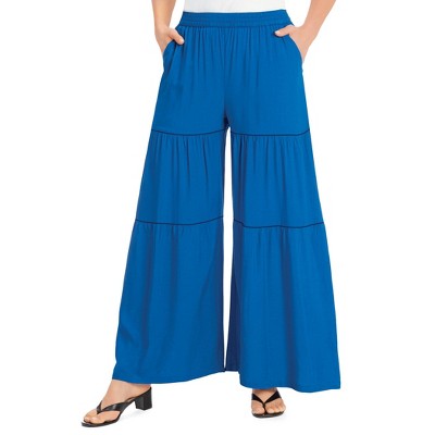 Collections Etc Tiered Gathered Wide Leg Elasticized Waist Pants