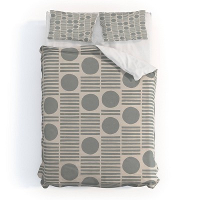 Deny Designs Full/Queen Alisa Galitsyna Simple Pattern Duvet and Pillow Sham Set White: 300 Thread Count, Woven Polyester