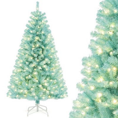 Costway 6/7 FT Artificial Xmas Tree with 758/1040 Branch Tips 280/380 Warm White LED Lights