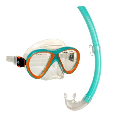 Hawaii Divers Guppy Kids Snorkel Combo –Teal/Orange (4+)