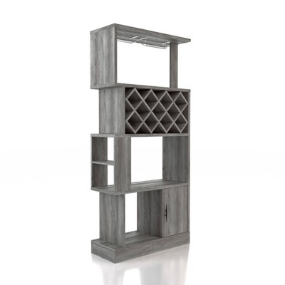 24/7 Shop At Home Wellster Wine Cabinet for 11 Wine Bottles and Stemware Rack