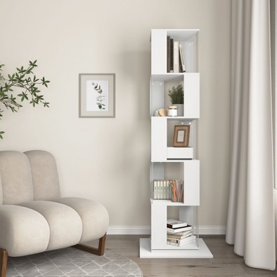 CAVINAS Bookcases for Living Room 5-Tier Rotating Bookshelf Floor Rack Simple Multi-Function Bookcase Shelf for Office