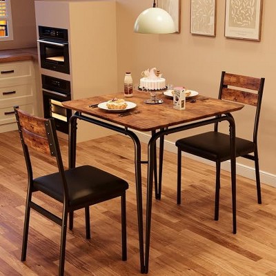 Dining Table for 2, Small Table and Chairs Set of 2, Square Dinette Set for 2