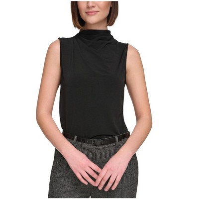 Calvin Klein Womens Ruching Sleeveless Blouse Top