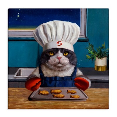 Stupell Industries Fresh Baked Fish Cookies Cat Chef Astrological Symbol Canvas Wall Art