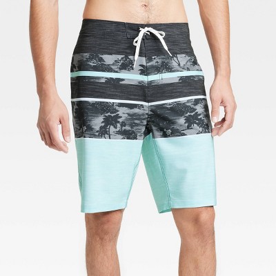 Men's 10" Tropical Print Swim Shorts - Goodfellow & Co™ Aqua Green