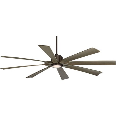 Possini Euro Design 70" Defender Farmhouse Rustic Indoor Outdoor Ceiling Fan 8 Blade LED Light Remote Control Oil Rubbed Bronze Motor Bedroom Patio