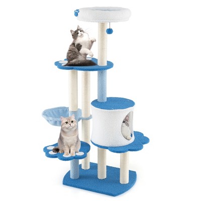 Tangkula 54" Cat Tree Tower w/ Sisal Scratching Posts Bell Cat Perch Cat Condo