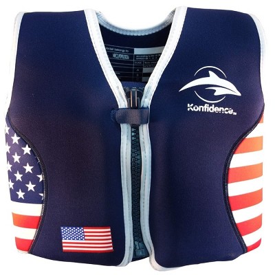 Konfidence Learn to Swim Buoyancy Jacket in Navy USA Flag