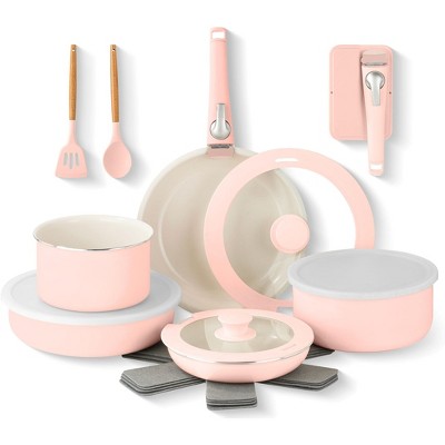 Gotham Steel Nonstick Pots and Pans 18 Piece Ceramic Induction Cookware Kitchen Set Detachable Handles Frying Skillet