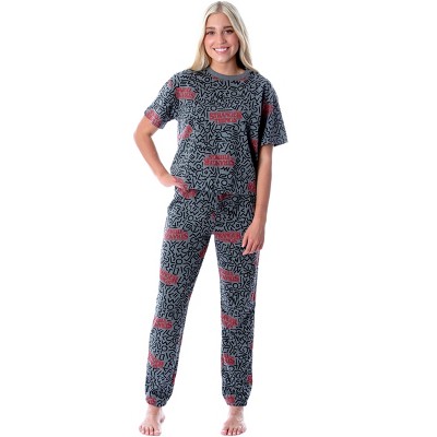 Seven Times Six Stranger Things Women's Shirt And Jogger Pants Matching 2 Piece Lounge Set Grey
