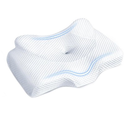Itopfox Osteo Cervical Pillow for Neck Pain Relief, Hollow Design Odorless Memory Foam Pillows with Cooling Case, Orthopedic Bed Pillow for Sleeping