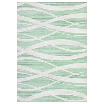Machine Washable Area Rug Modern Non Slip Rug Foldable Stain Resistant Low Pile Wave Distressed Design Indoor Carpet for Bedroom Office Nursery