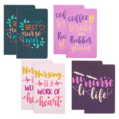 Paper Junkie 8 Pack A5 Nurse Notebook Set, Nurses Gifts for Retirement, Graduation, 80 Lined Pages, 8 x 5 x 0.1 Inches