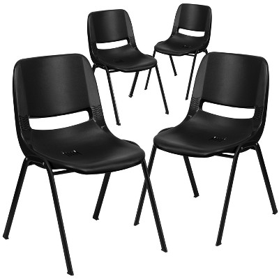 Flash Furniture 4 Pack HERCULES Series 440 lb. Capacity Kid's Ergonomic Shell Stack Chair with 12" Seat Height