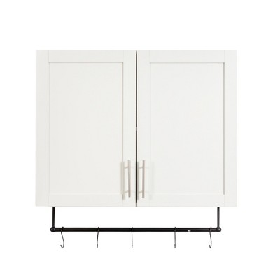 Chery Life 31.5'' x 11.81'' x 29.92'' in Bathroom Wall Cabinet with Adjustable Shelf, Towel Bar, 5 Hooks, Storage Cabinet for Bathroom, Kitchen