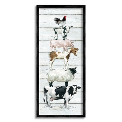 Stupell Industries Country Farm Animal Stack Cow Sheep Pig Rooster