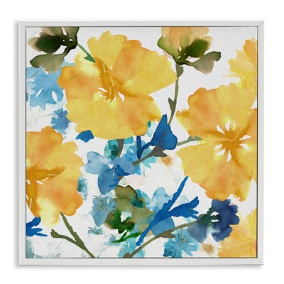 Stupell Industries Yellow & Blue Hibiscus Black Framed Giclee Art