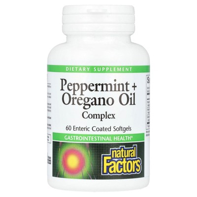 Natural Factors Peppermint + Oregano Oil Complex, 60 Enteric Coated Softgels